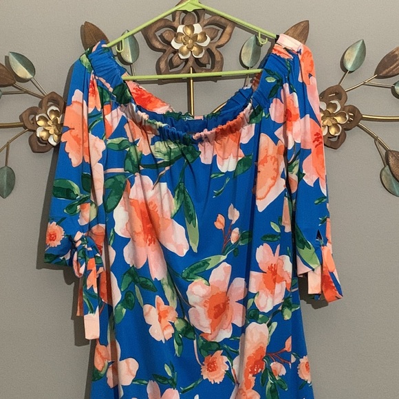 Vince Camuto Off the Shoulder Floral Dress Size 10 - Picture 2 of 7